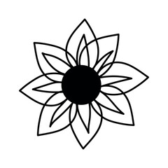 Drawn sunflower on white background