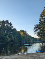 Kids play in a lake