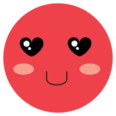 Red emoticon with heart-shaped eyes on white background
