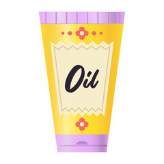 Tube of cosmetic oil on white background