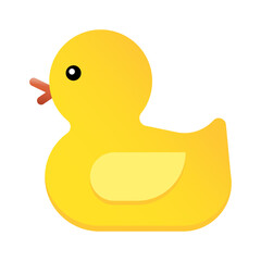 Yellow rubber duck on white background
