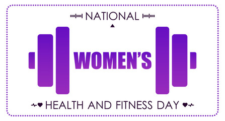 Banner for National Women's Health and Fitness Day with dumbbell