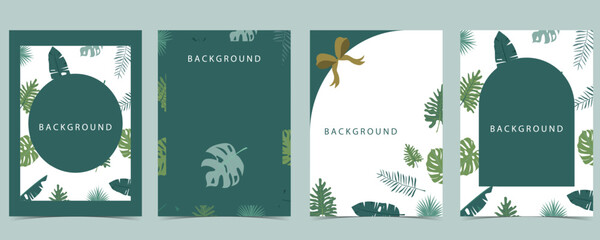 green frame collection of safari background set.Editable vector illustration for birthday invitation,postcard and sticker © piixypeach