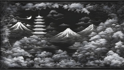 黒板アート【日本の風景】