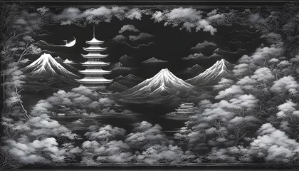 Foto op Canvas 黒板アート【日本の風景】 © Shoithi