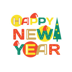 Text HAPPY NEW YEAR on white background