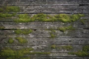 rustic pier planks, covered in moss