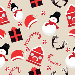 New Year texture with different objects on beige background