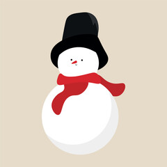 Cute snowman on beige background