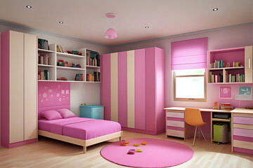 Children's bedroom interior. 3d rendering