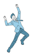 ジャンプする元気な男子学生