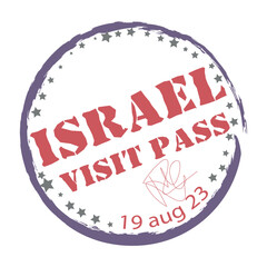 Israel passport stamp on white background