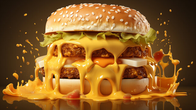 A slice of melted cheese stretching from a burger UHD wallpaper Stock Photographic Image