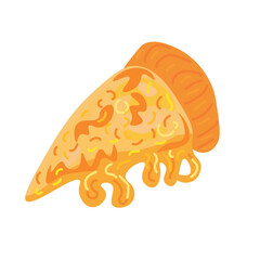 Slice of hot cheese pizza on white background