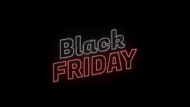 Black Friday sale neon sign banner background for promo video. concept of sale and clearance. 4k Alpha Channel