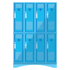 Modern blue lockers on white background
