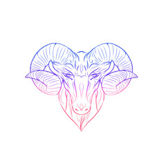 Goat Design Illustration. Drawing Animals. Line Animals. Tattoo Animals. Colorful Animals. Trendy Illustration Style. Drawing style tattoo. 