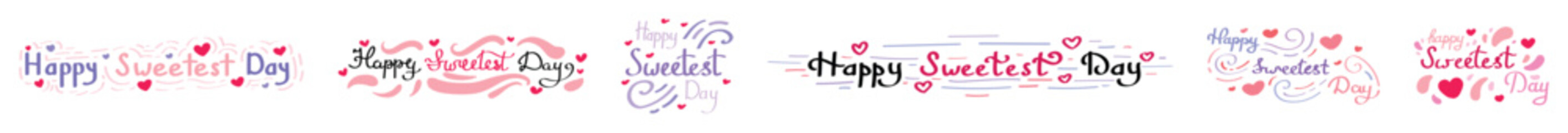 Collage of banners with text HAPPY SWEETEST DAY on white background