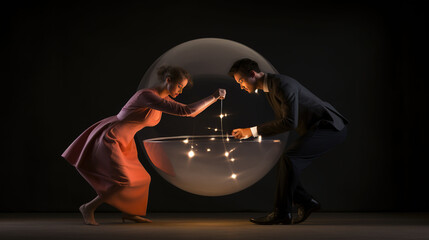 Duet Dance of a Surreal Abstract Couple, A Mesmerizing Fusion of Movement and Artistry