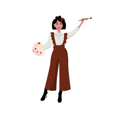 Female drawing teacher on white background