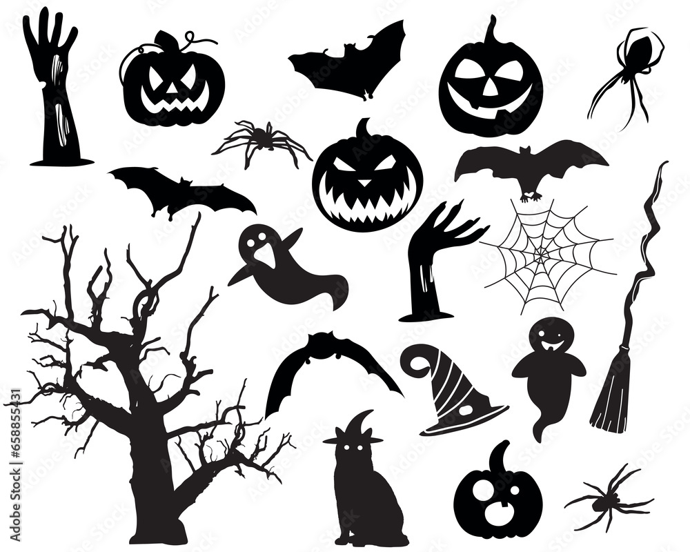 Wall mural set of clip art for halloween on white background