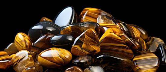 Gemstone specimens like tiger s eye and hawk s eye are natural mineral rocks With copyspace for text