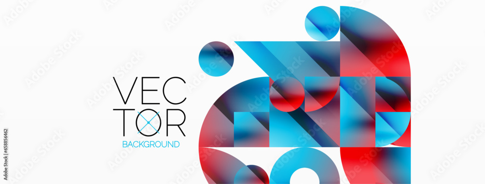 Aufkleber Vector background. Minimalist geometric backdrop adorned with circles and shapes. Abstract art inviting creativity for digital designs, presentations, website banners, social media posts