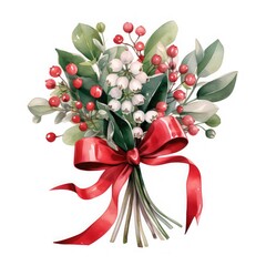 Watercolor of Bouquet of Tender for Christmas