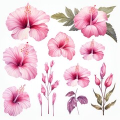 Watercolor of Hibiscus Flower Clipart