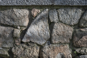 A stone rock wall with a granite pillar. Vector stone texture background