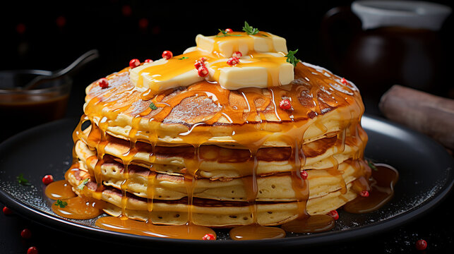 A stack of ladyfinger pancakes with ladyfingers UHD wallpaper Stock Photographic Image