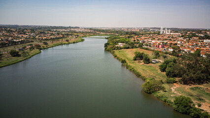 Obraz premium Aerial View of Reservoir and Damhas Region - São José do Rio Preto, Scenic Landscape