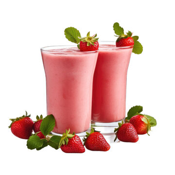 Strawberry juice isolated on transparent background