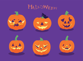 Free vector Halloween pumpkins collection