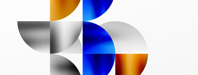 Obraz premium Minimalist geometric background featuring metallic round triangles, delivering sleek and modern visual aesthetic with emphasis on clean, metallic forms for wallpaper, banner, background, landing page