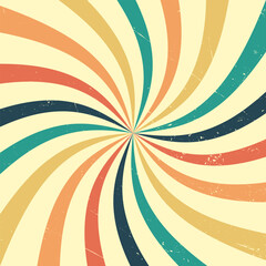 Vector illustration vintage retro grunge sunburst swirl colorful background template banner business social media advertising. Abstract sunburst design