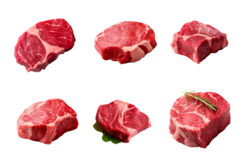  fresh raw beef steak collection isolated on a transparent background © agungai