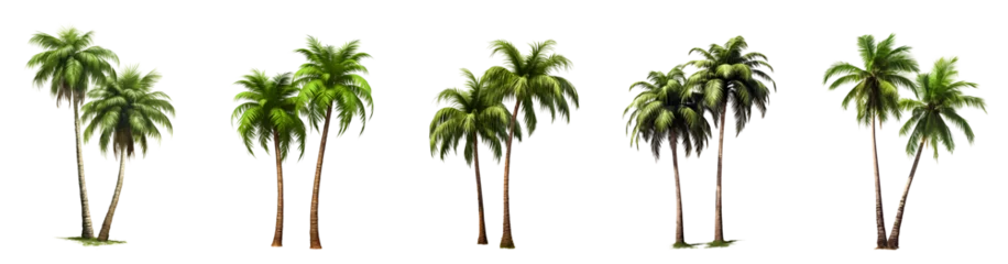 Fototapeten Set of Coconut palm tree isolated on white and transparent background, ai generate © Black Pig