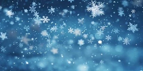 Papier Peint photo Bleu Jeans christmas snowy winter snowflakes falling background cinematic