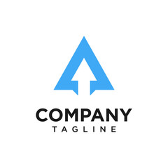 Modern simple arrow logo, triangle, or letter A logo. The symbol represents rapid growth.