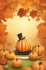 Thanksgiving scene with pumpkins Autumn background with copy space. Banner