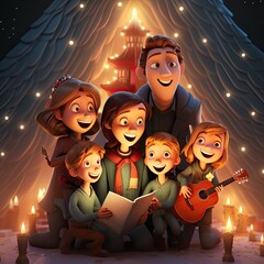 family singing at night