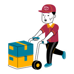 young man courier vector illustration