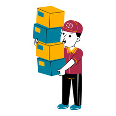 young man courier vector illustration