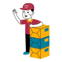 young man courier vector illustration