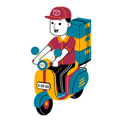 young man courier vector illustration