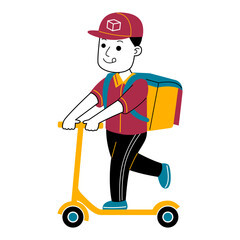 young man courier vector illustration