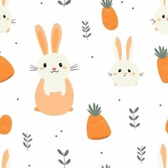 Obraz premium rabbit seamless pattern background