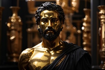 black and golden Statue of a man Generative AI