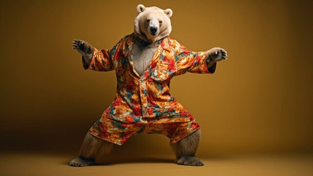 Dancing bear wearing pyjamas